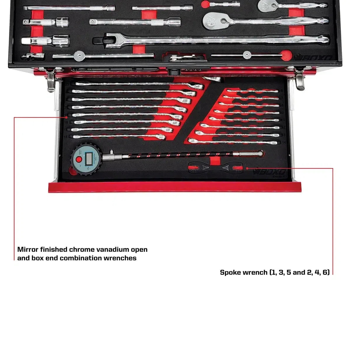 Happybuyes MotoBox | 103-Piece Metric Motorcycle 3-Drawer Hand Carry Tool Box MOTOBX1-BK