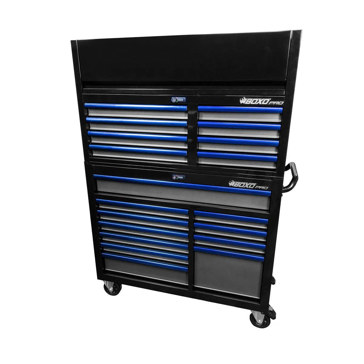 Happybuyes Pro Series | Loaded 45" 19-Drawer Rolling Tool Box | Black and Blue 45TBM-BK-B1