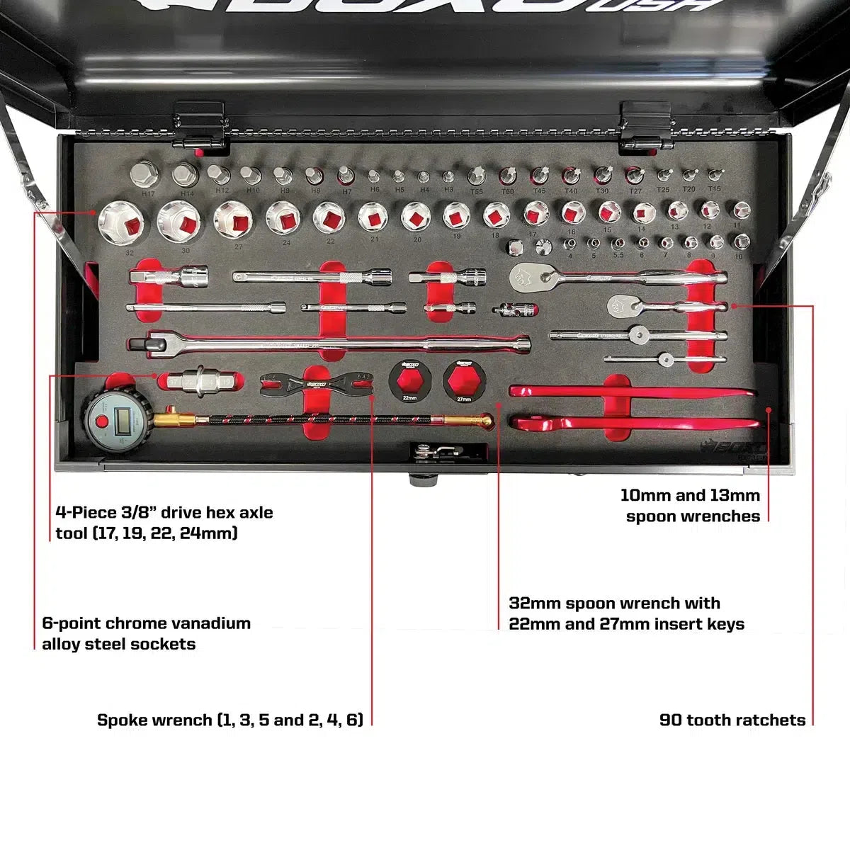 Happybuyes MotoBox | 103-Piece Metric Motorcycle Tool Set with 5-Drawer Hand Carry Tool Box MOTOBX5-BK