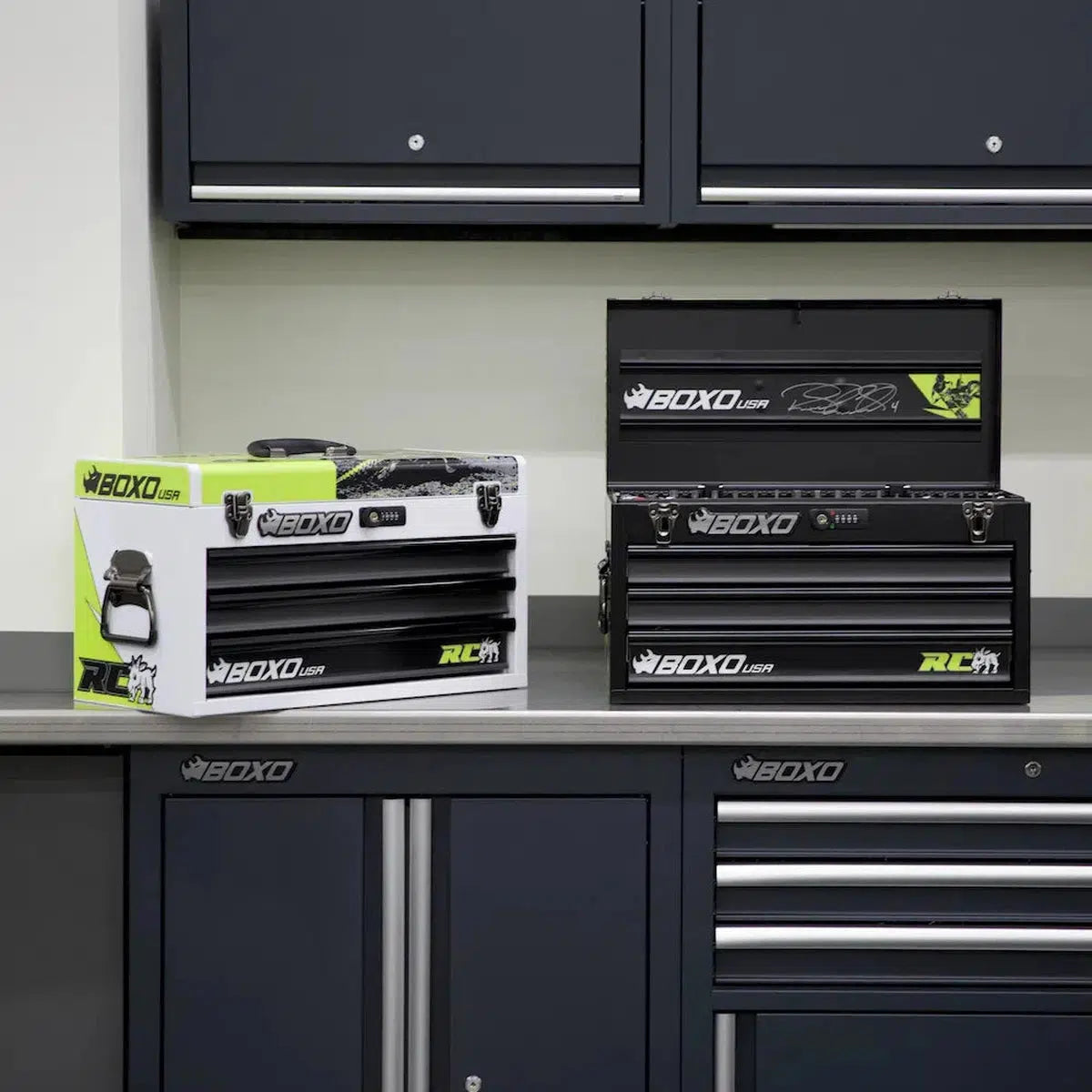 Happybuyes MotoBox | Ricky Carmichael 3-Drawer Portable Tool Box with 103-Piece Metric Motorcycle Tool Set MOTOBX1-BK-RC2