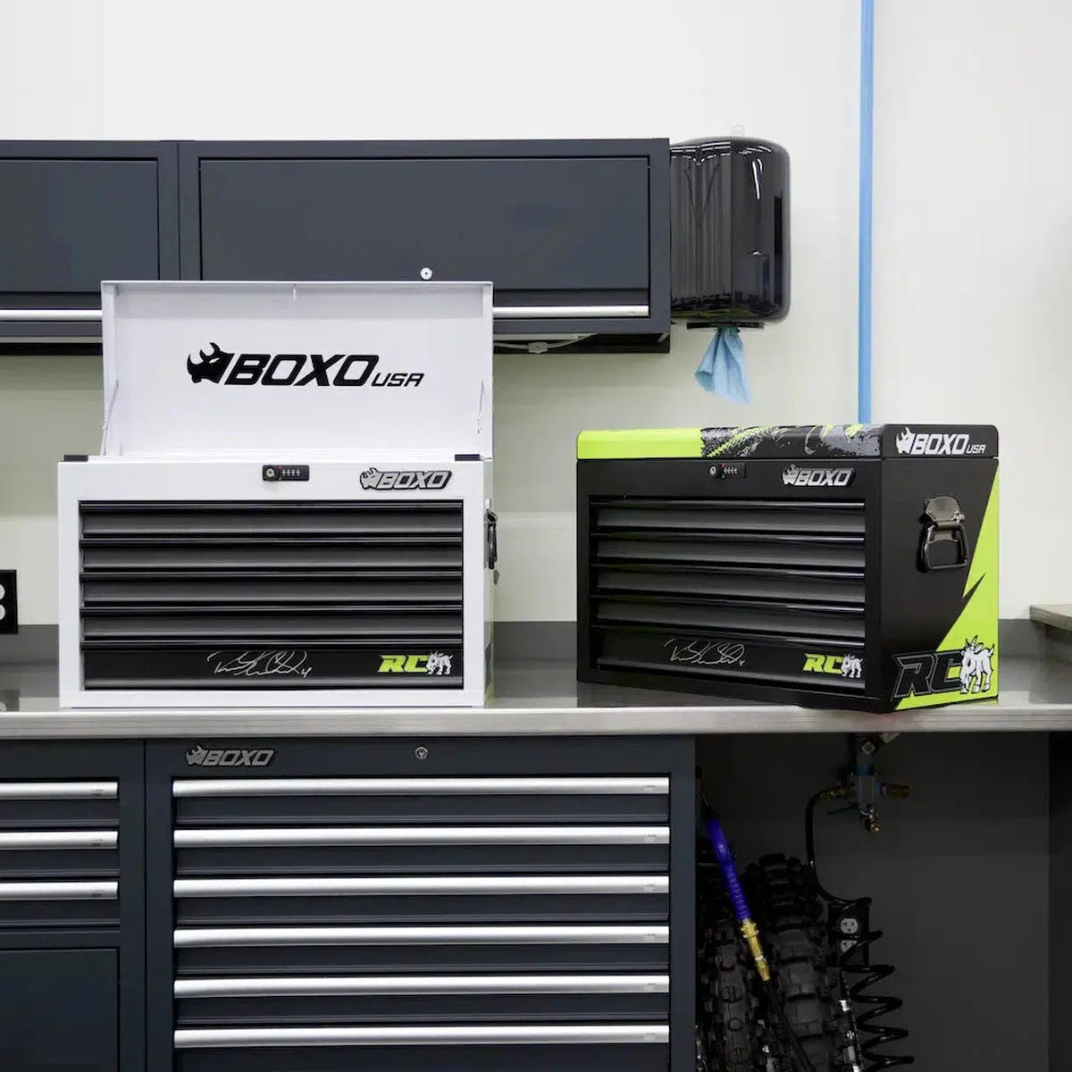 Happybuyes MotoBox | Ricky Carmichael 26" 5-Drawer Portable Tool Box with 103-Piece Metric Motorcycle Tool Set MOTOBX5-BK-RC2