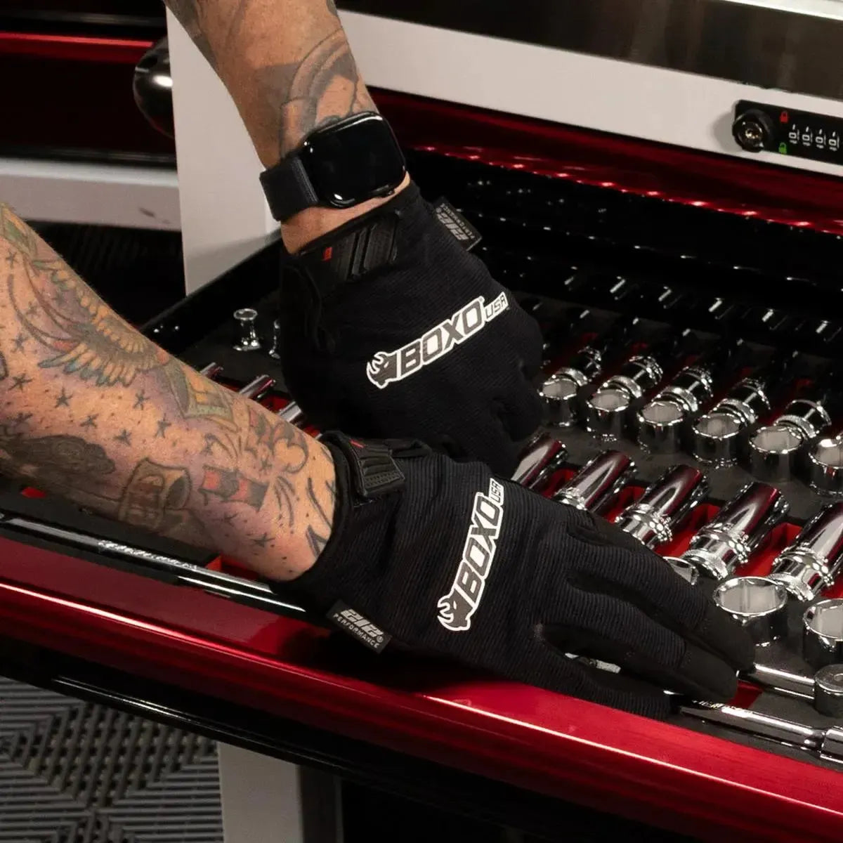 Happybuyes BOXO USA Mechanic Gloves – Touchscreen Compatible, High Durability Work Gloves MGLOVE-L
