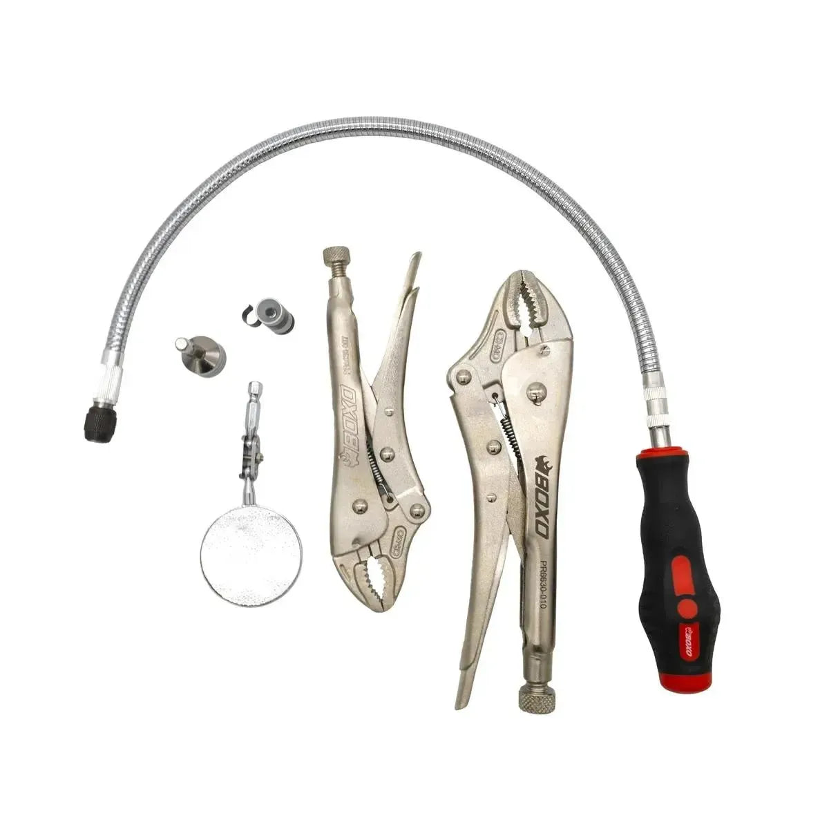 Happybuyes 6-Piece Locking Plier & Interchangeable Head 1/4" Flexible Driver Set | 1/3rd EVA Foam BX034-R