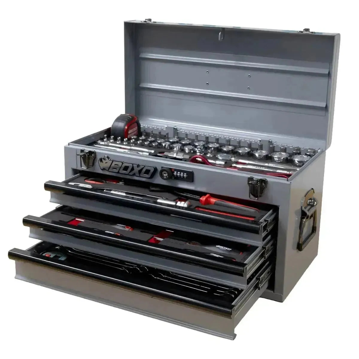 Happybuyes MotoBox | 103-Piece Metric Motorcycle 3-Drawer Hand Carry Tool Box MOTOBX1-NGY1
