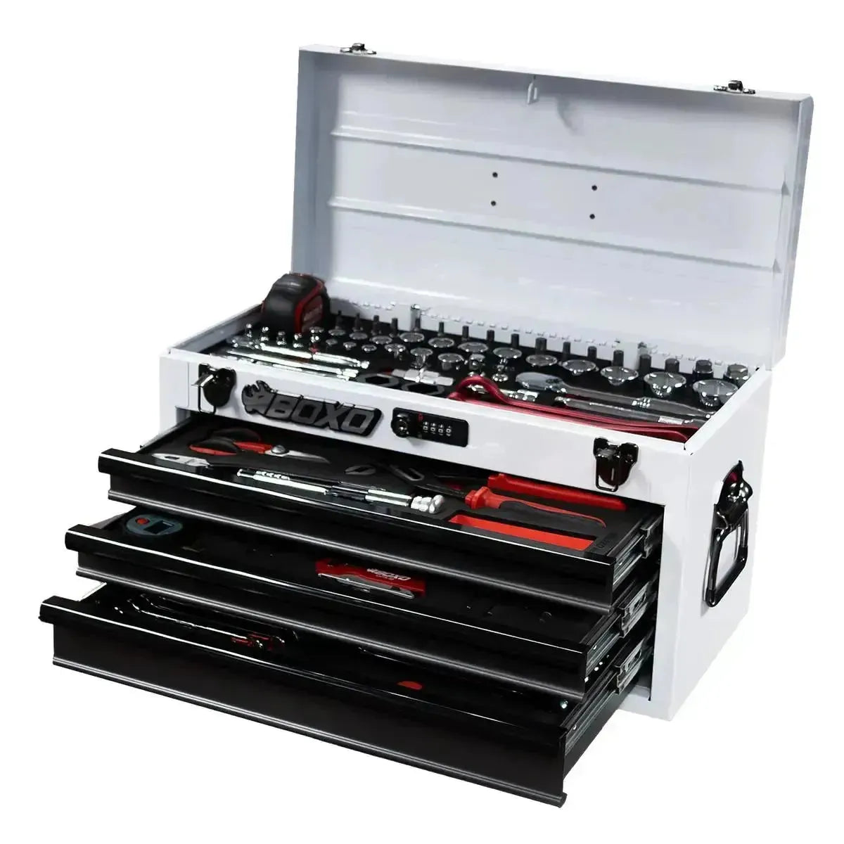 Happybuyes MotoBox | 103-Piece Metric Motorcycle 3-Drawer Hand Carry Tool Box MOTOBX1