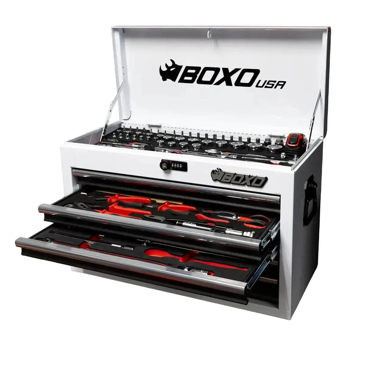Happybuyes MotoBox | 103-Piece Metric Motorcycle Tool Set with 5-Drawer Hand Carry Tool Box MOTOBX5-W