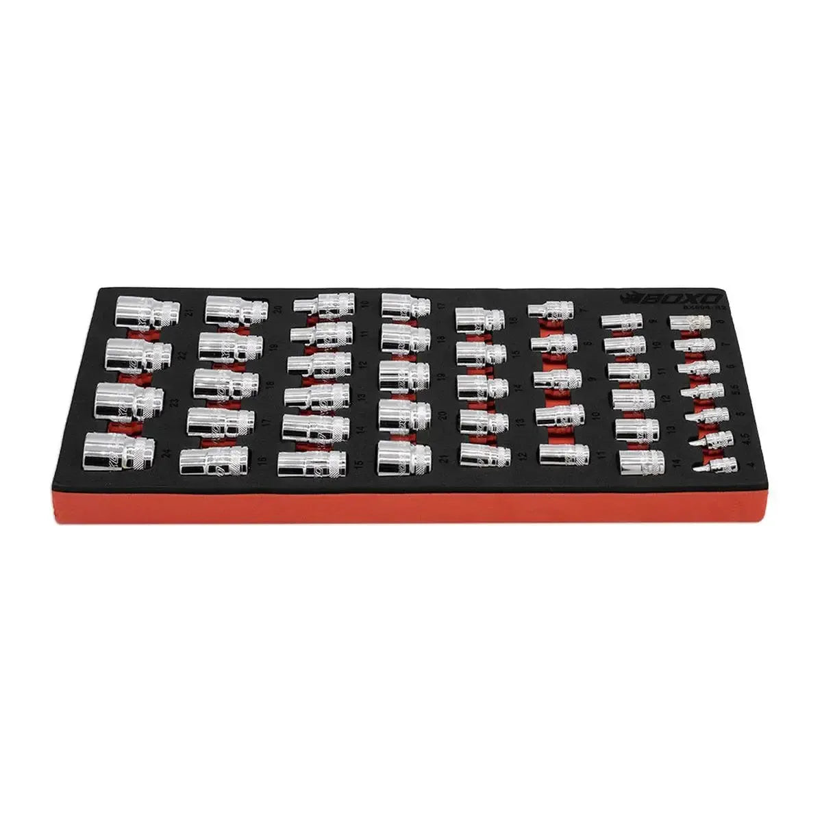 Happybuyes 43-Piece 1/4", 3/8" & 1/2" Drive Spline Socket Set | 1/3 Drawer EVA Foam BX506-R2