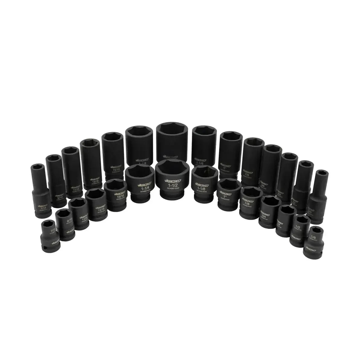 Happybuyes 28-Piece 1/2" Drive SAE Impact Socket Set | 2/3 Drawer EVA Foam BX720-R