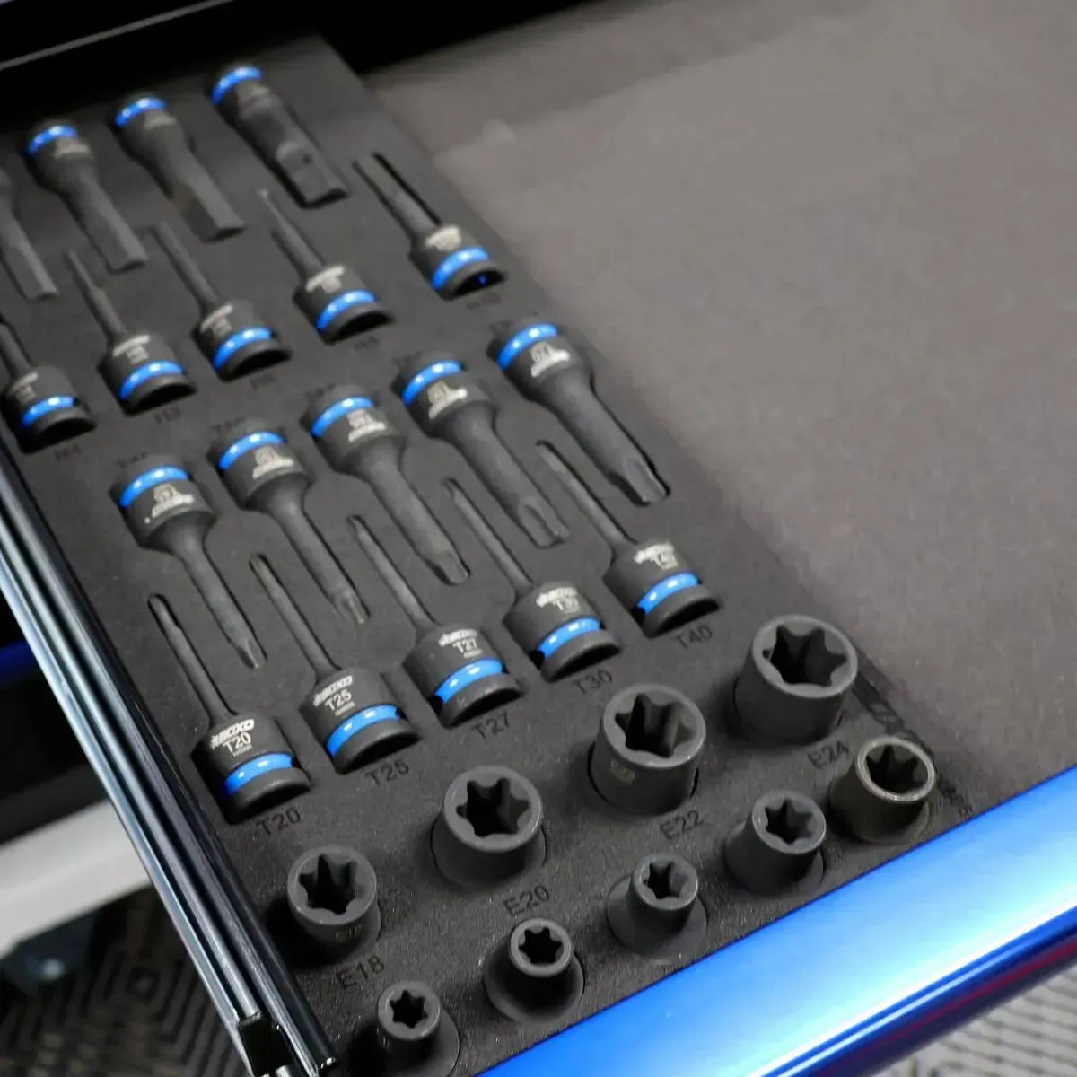 Happybuyes 28-Piece 1/2" Drive Impact E-Torx, Torx, and Hex Socket Set | 1/3 Drawer EVA Foam BX806-R