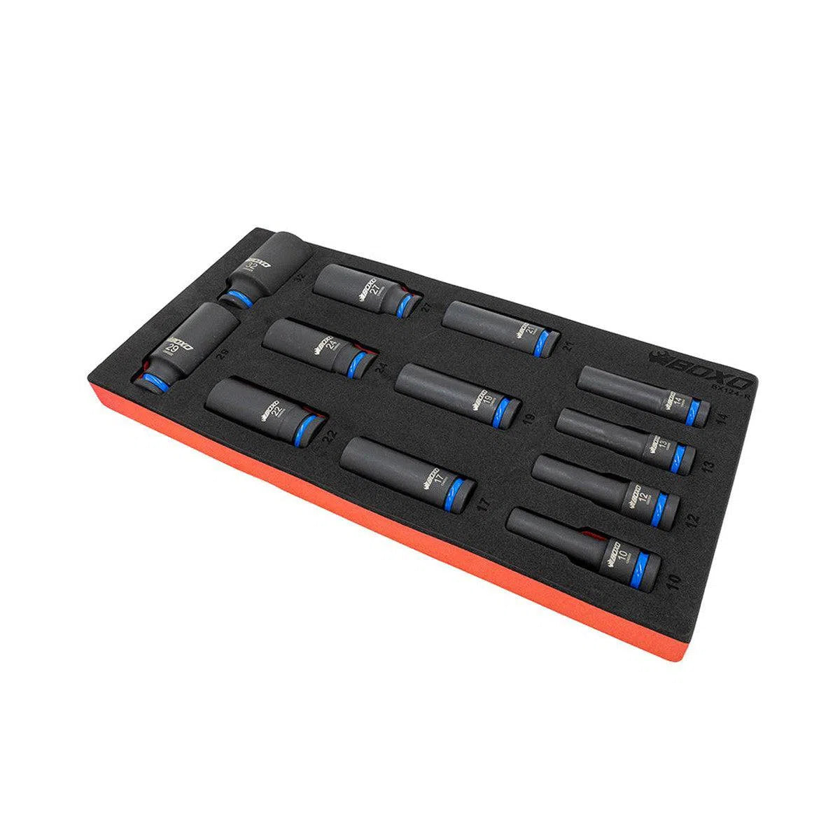 Happybuyes 12-Piece 1/2" Drive 6-Point Deep Impact Socket Set | 1/3rd EVA Foam BX816-R