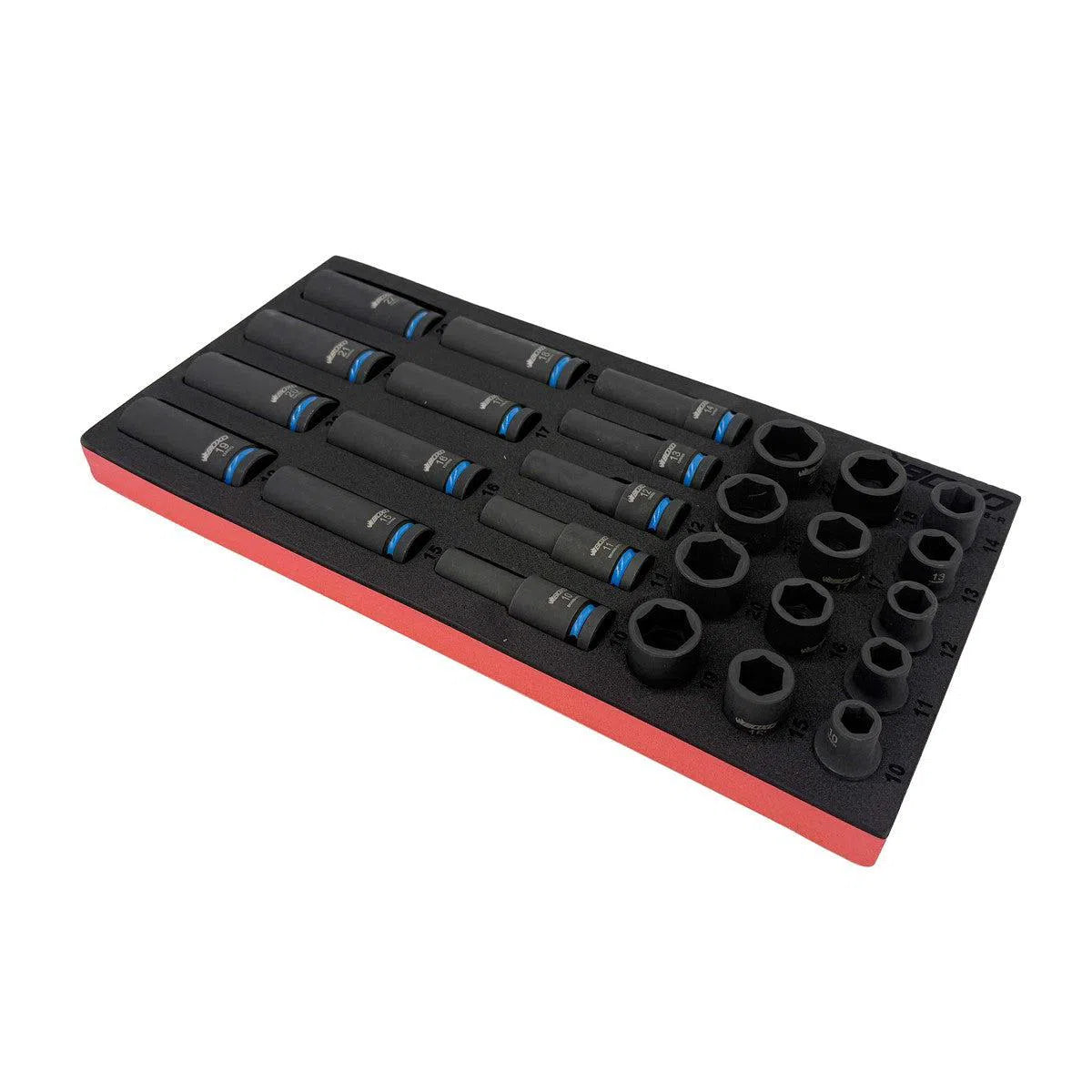 Happybuyes 26-Piece 1/2'' Drive 6-Point Metric Impact Socket Set | 1/3rd EVA Foam BX817-R