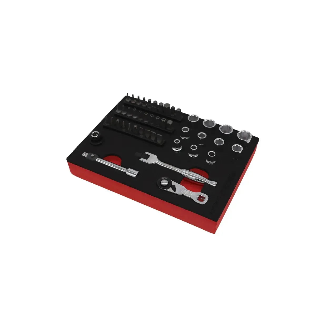 Happybuyes 45-Piece Super Stubby Metric Ratchet Set | 1/9 Drawer EVA Foam BX853-R2