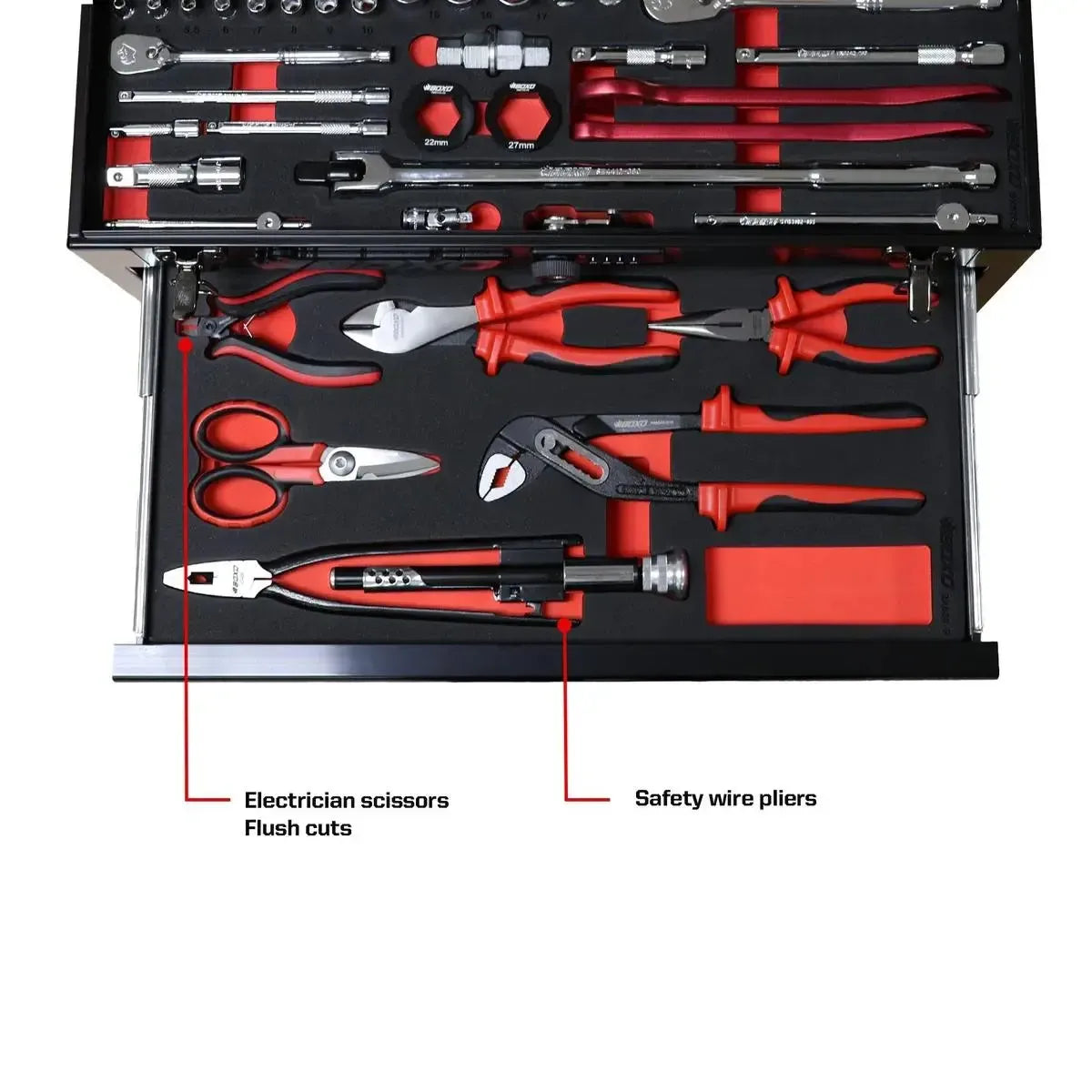 Happybuyes MotoBox | 103-Piece Metric Motorcycle 3-Drawer Hand Carry Tool Box MOTOBX1-BK
