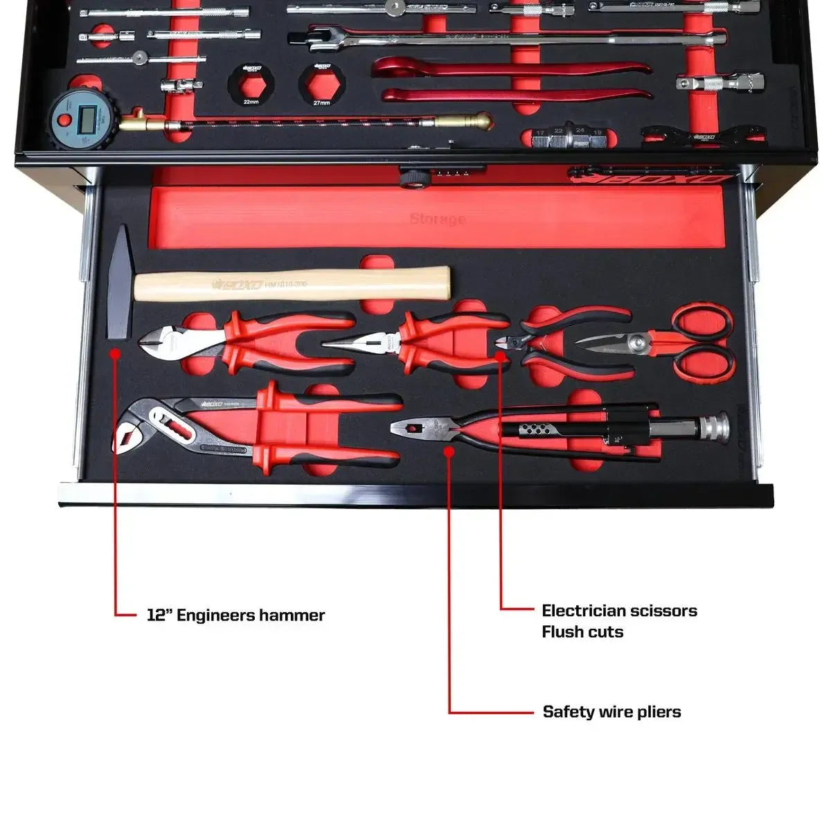 Happybuyes MotoBox | Ricky Carmichael 26" 5-Drawer Portable Tool Box with 103-Piece Metric Motorcycle Tool Set MOTOBX5-BK-RC2