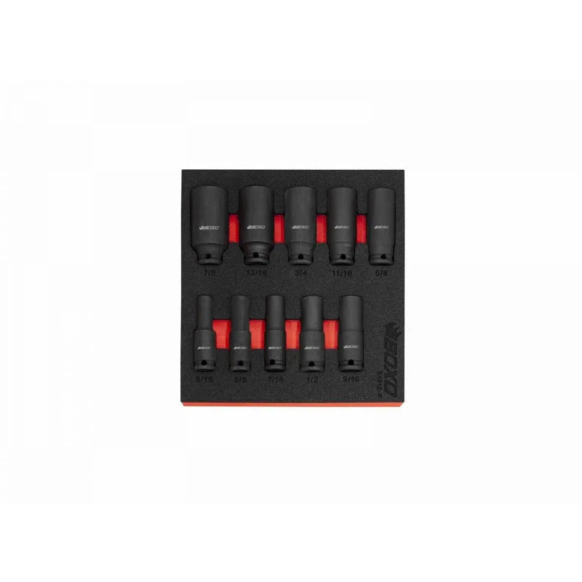 Happybuyes 10-Piece 3/8" Dr 6-Point SAE Deep Impact Socket Set | 1/6th EVA Foam BX512-R
