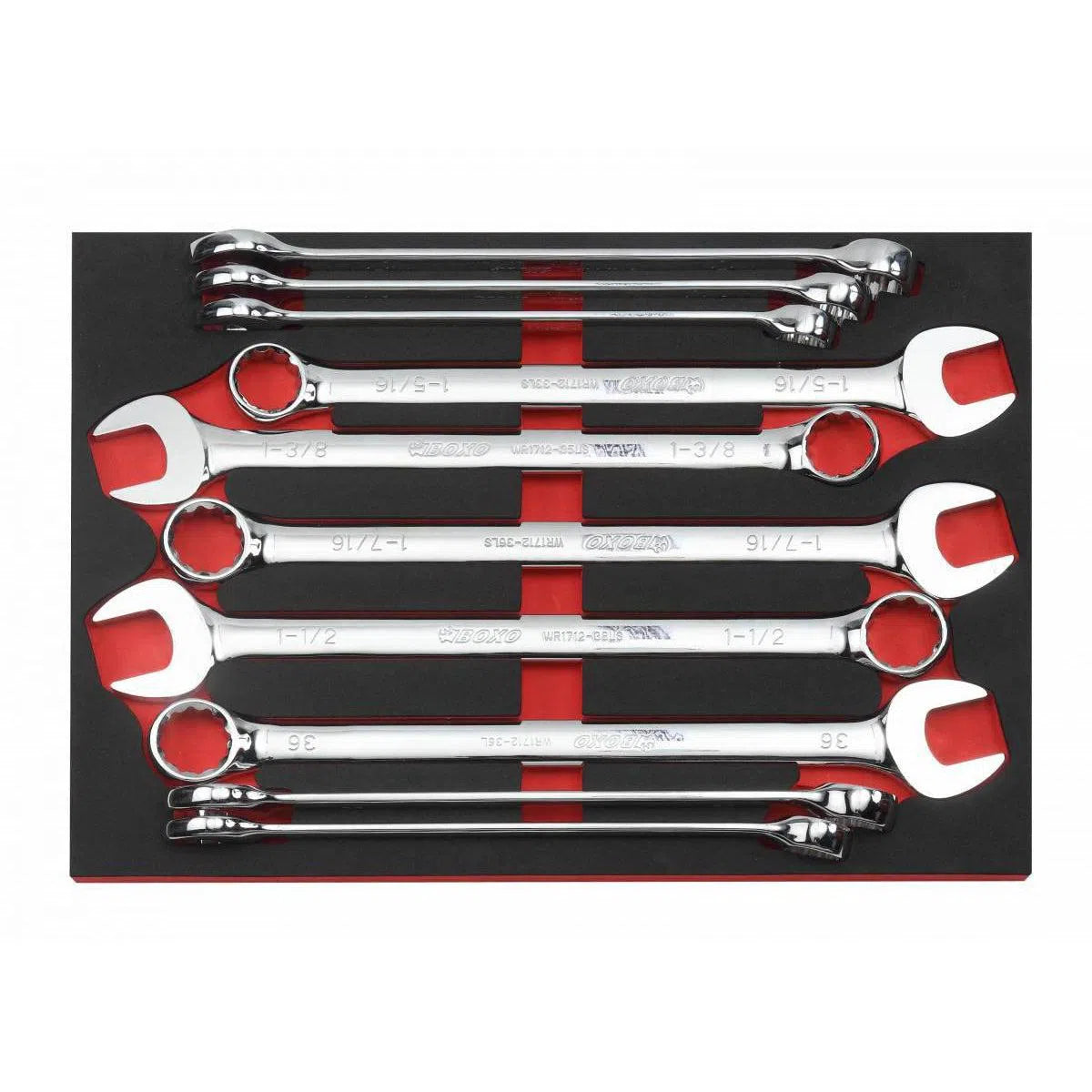 Happybuyes 10-Piece Metric & SAE XL Combination Wrench Set | 3/3rd EVA Foam BX154-R2