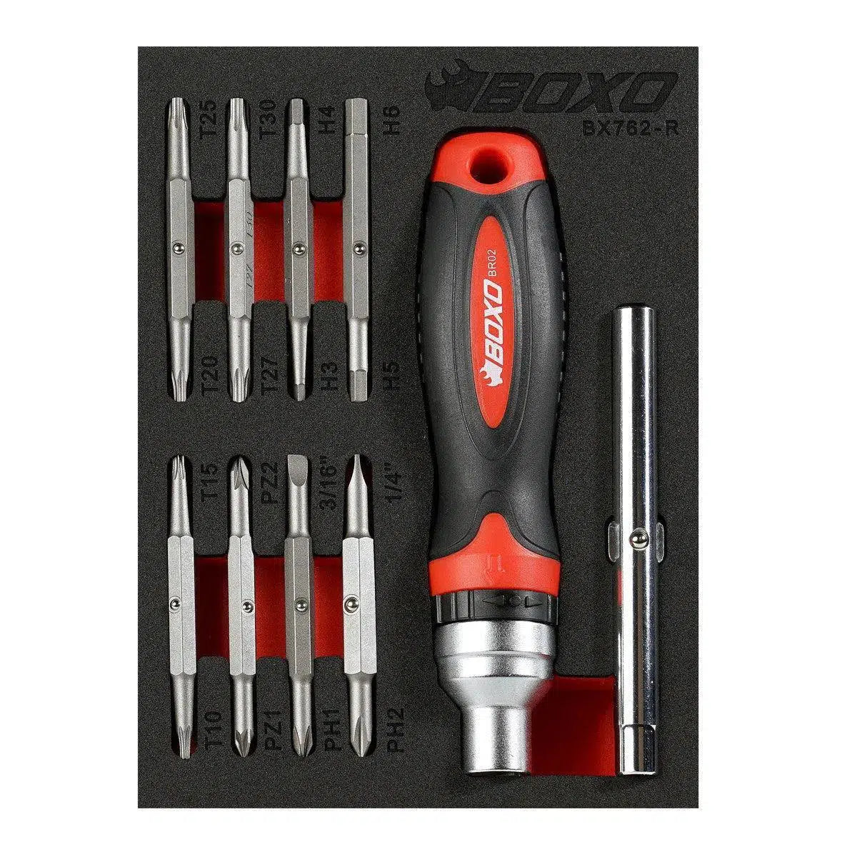 Happybuyes 10-Piece Ratcheting Screwdriver Set | 1/9th EVA Foam BX762-R