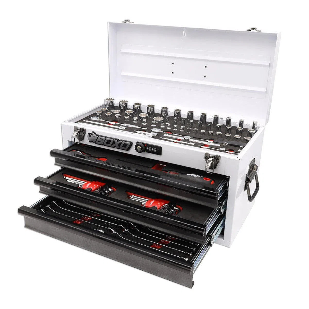 Happybuyes 117-Piece SAE 3-Drawer Hand Carry Tool Box ECC20301-002R2