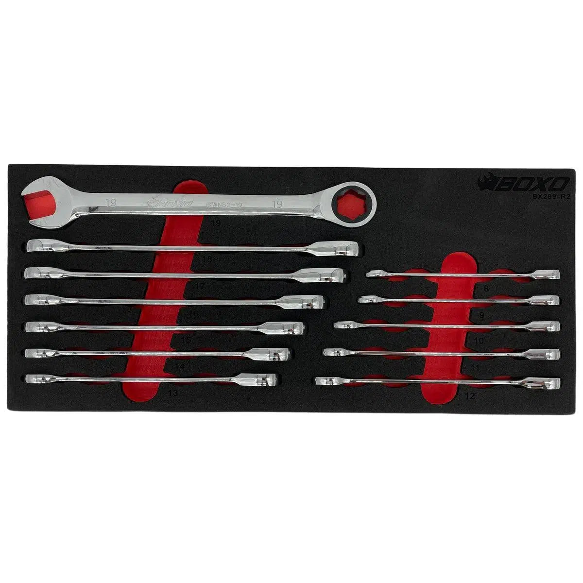 Happybuyes 12-Piece Metric Ratcheting Wrench Set For Damaged Fasteners | 1/3rd EVA Foam BX289-R2