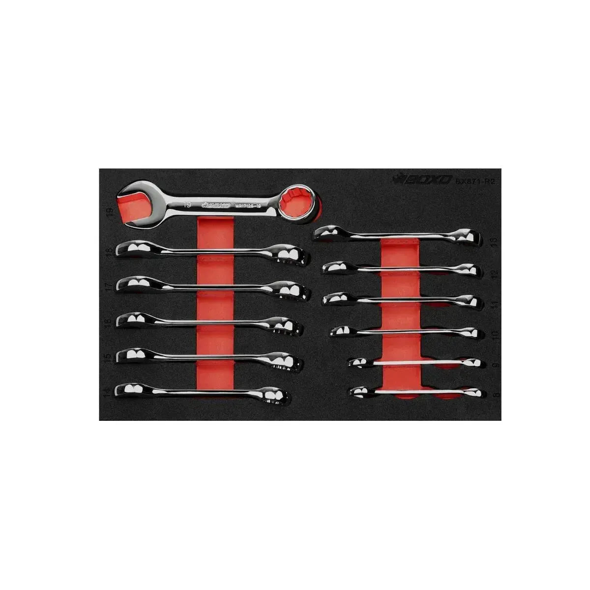 Happybuyes 12-Piece Metric Stubby Combination Spanner Set | 2/9 Drawer EVA Foam BX871-R2