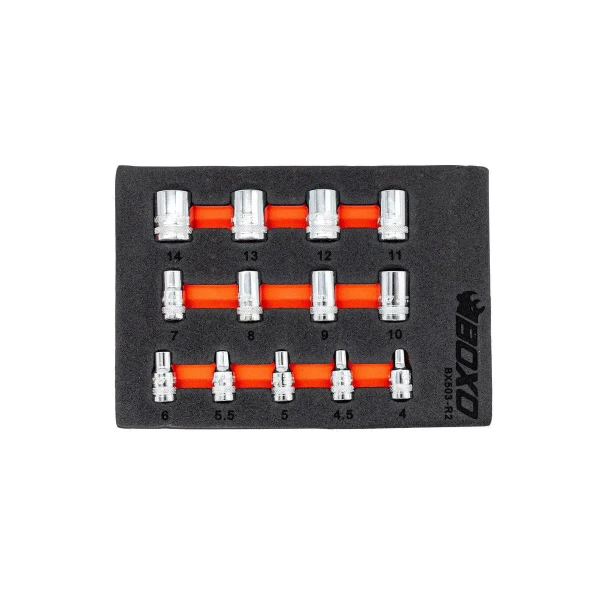 Happybuyes 13 Piece 1/4" Drive Spline Socket Set | 1/9th EVA Foam BX503-R2