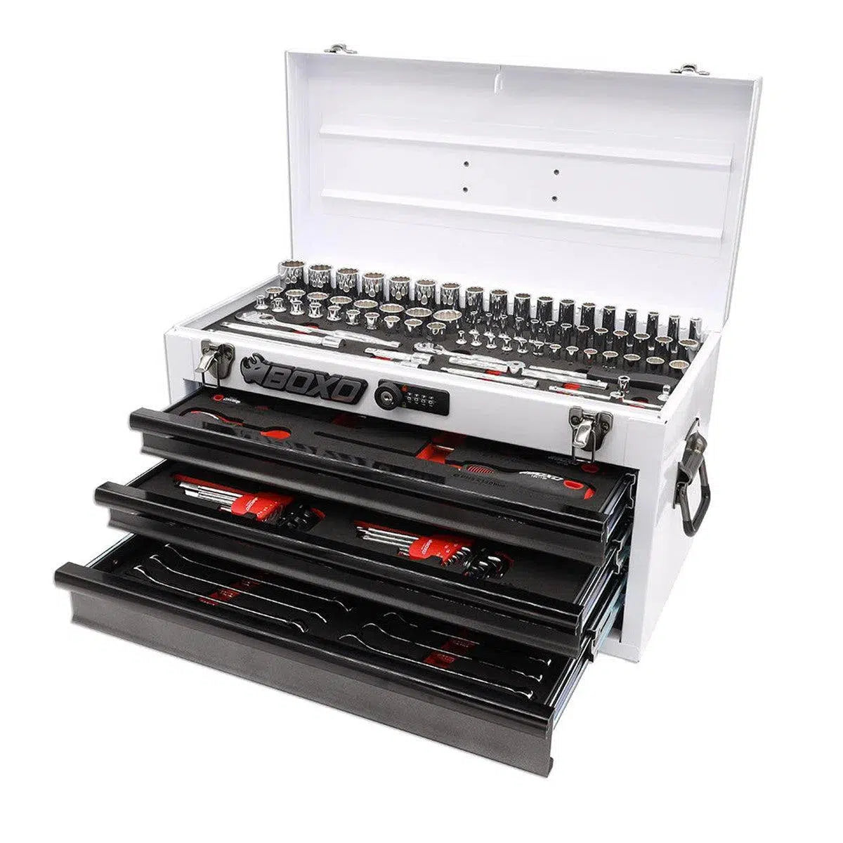 Happybuyes 133-Piece Metric 3-Drawer Hand Carry Tool Box ECC20301-001R2