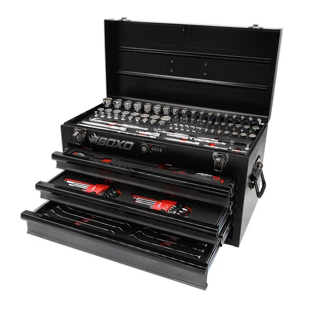 Happybuyes 133-Piece Metric 3-Drawer Hand Carry Tool Box ECC20301-001R2SBK1