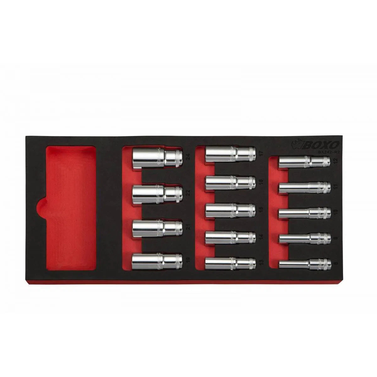 Happybuyes 14-Piece 3/8" Drive Metric Deep 6-Point Socket Set | 1/3rd EVA Foam BX016-R2