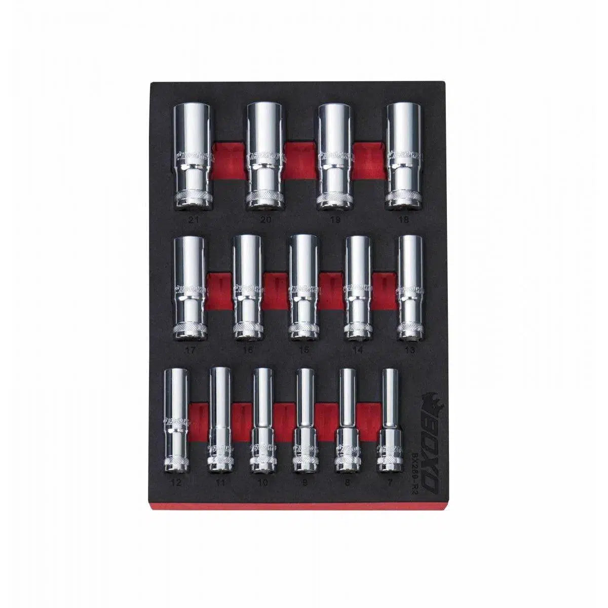 Happybuyes 15-Piece 3/8" Drive Metric Deep 6-Point Chrome Socket Set BX269-R2