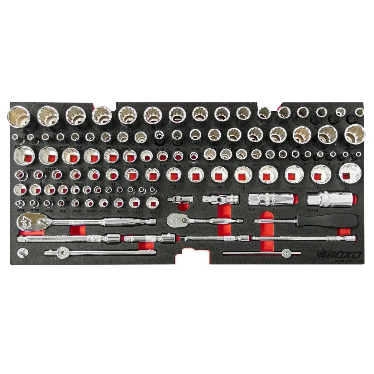Happybuyes 159-Piece, 12-Point, Metric and SAE Combo Tool Set for 3-Drawer Hand Carry Box BXE003-R2