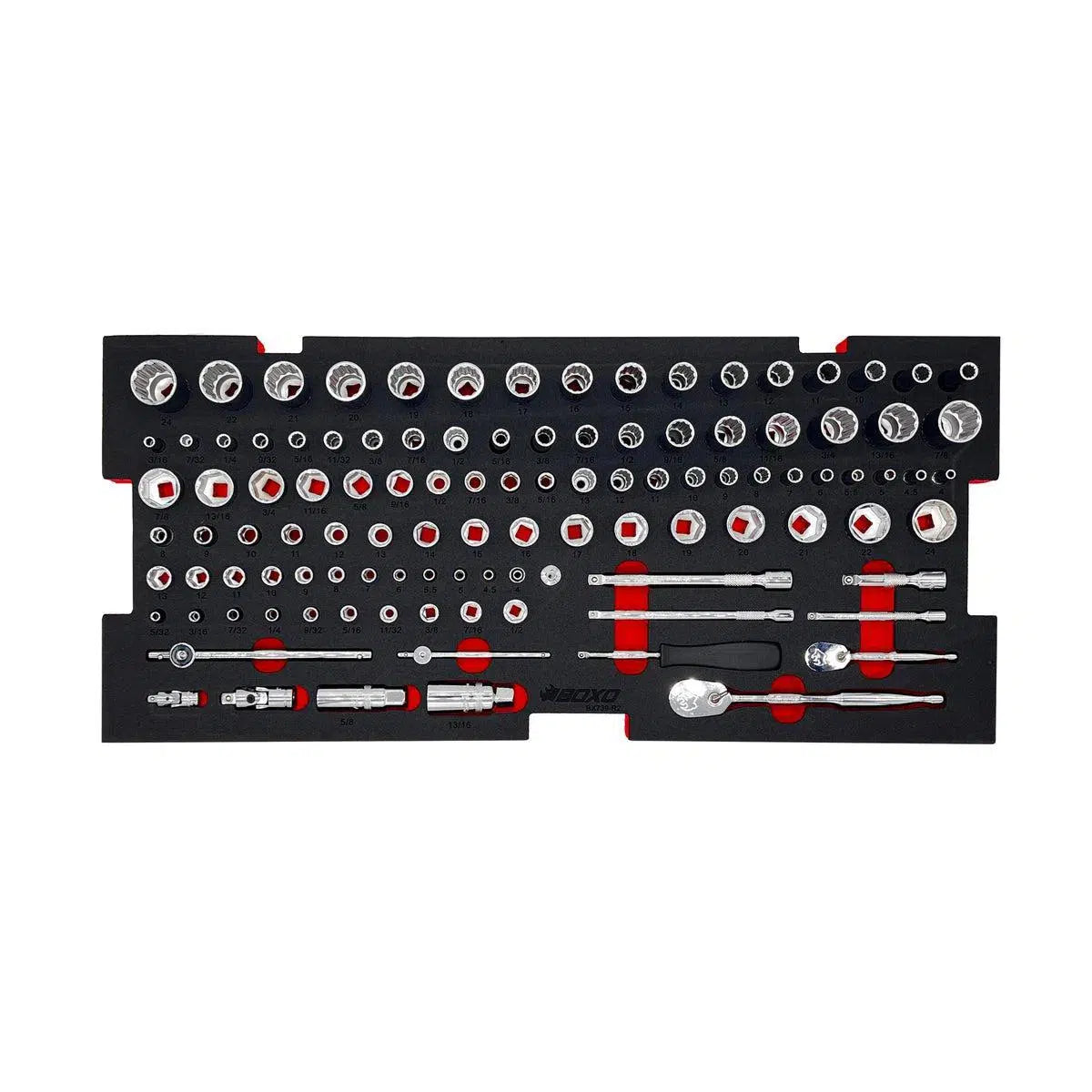 Happybuyes 159-Piece, 6 and 12-Point, Metric and SAE Combo Tool Set for 5-Drawer Hand Carry Box BXE058-R2