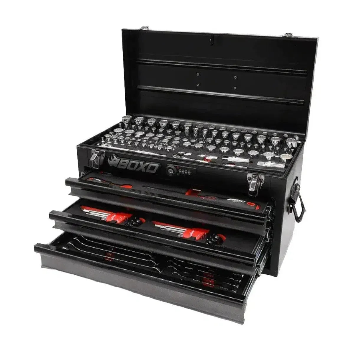Happybuyes 159-Piece Metric and SAE Combo 3-Drawer Hand Carry Tool Box ECC20301-003R2SBK1