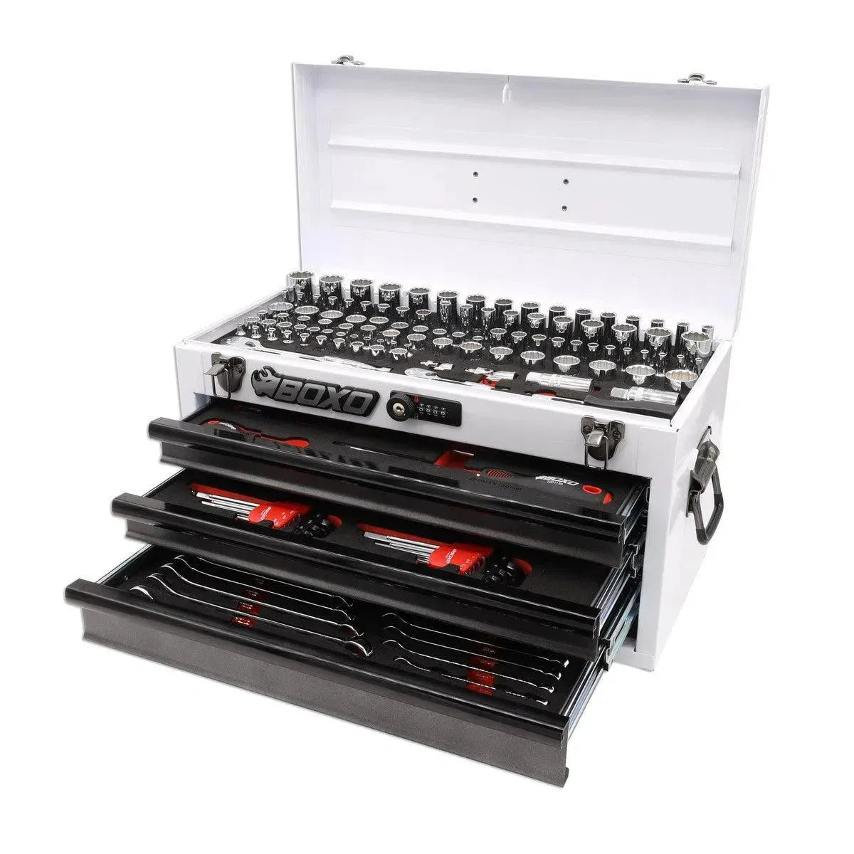 Happybuyes 159-Piece Metric and SAE Combo 3-Drawer Hand Carry Tool Box ECC20301-003R2