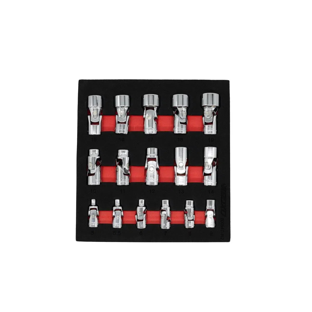 Happybuyes 16-piece ¼” Drive & ⅜” Drive 6-point Universal Socket Set | 1/6 Drawer EVA Foam BX847-R2