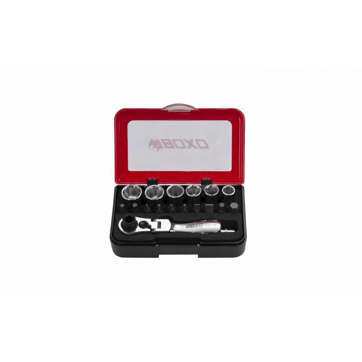 Happybuyes 18-Piece Metric 1/4" Drive 6-Point Socket Set with Flex Head Ratchet P502