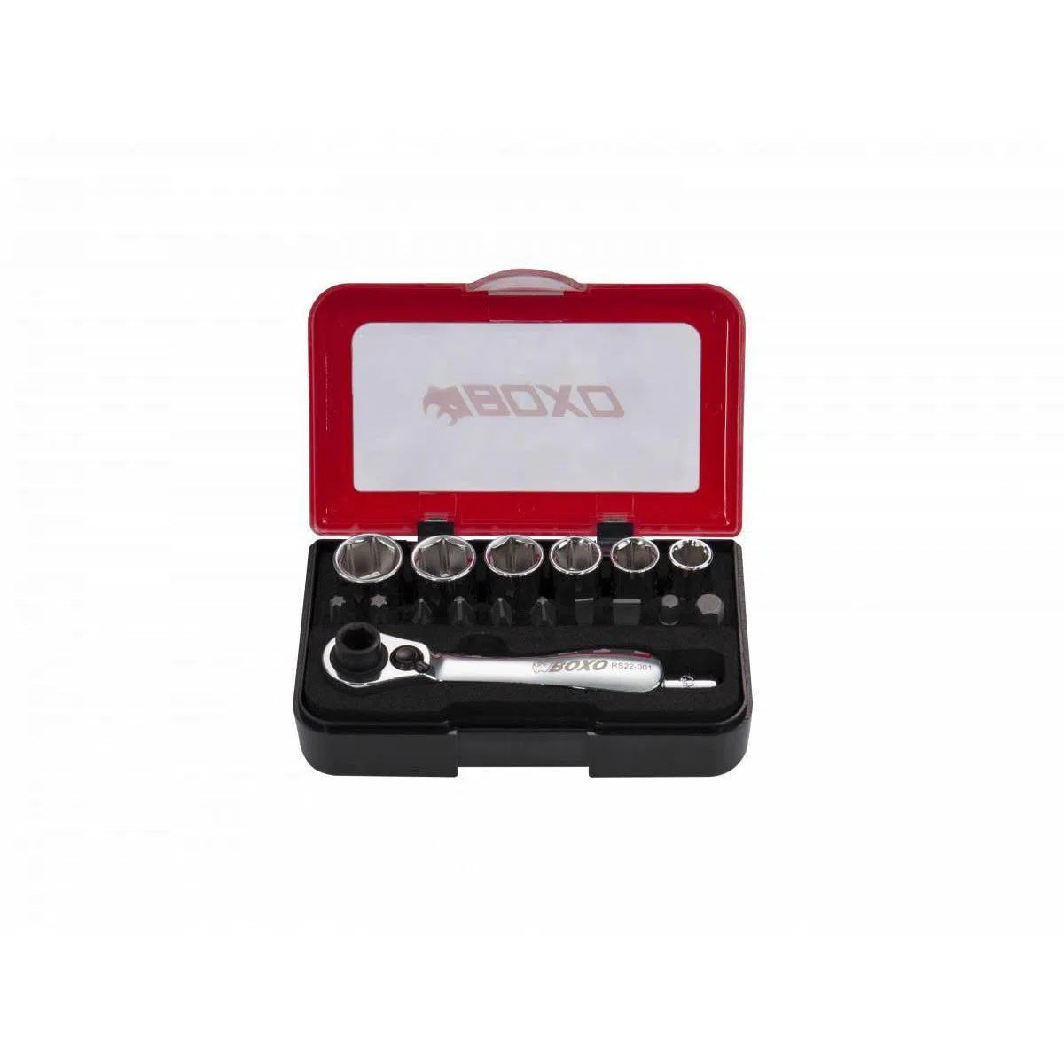 Happybuyes 18-Piece Metric 1/4" Drive 6-Point Socket with 1/4" Drive & Bit Ratchet Head Tool Set P501