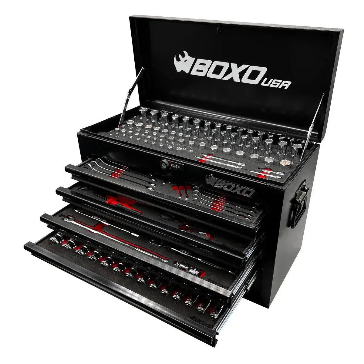 Happybuyes 227-Piece Metric and SAE Combo 5-Drawer Hand Carry Tool Box ECC26501L-227SBK