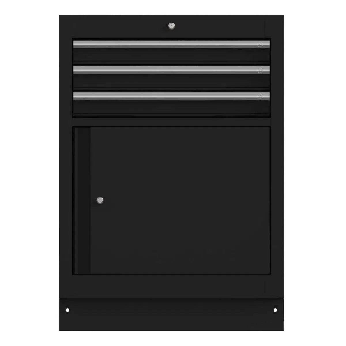 Happybuyes 26" 3-Drawer Cabinet with Front Door, Aluminum Handle, Dark Grey MST261031DG2