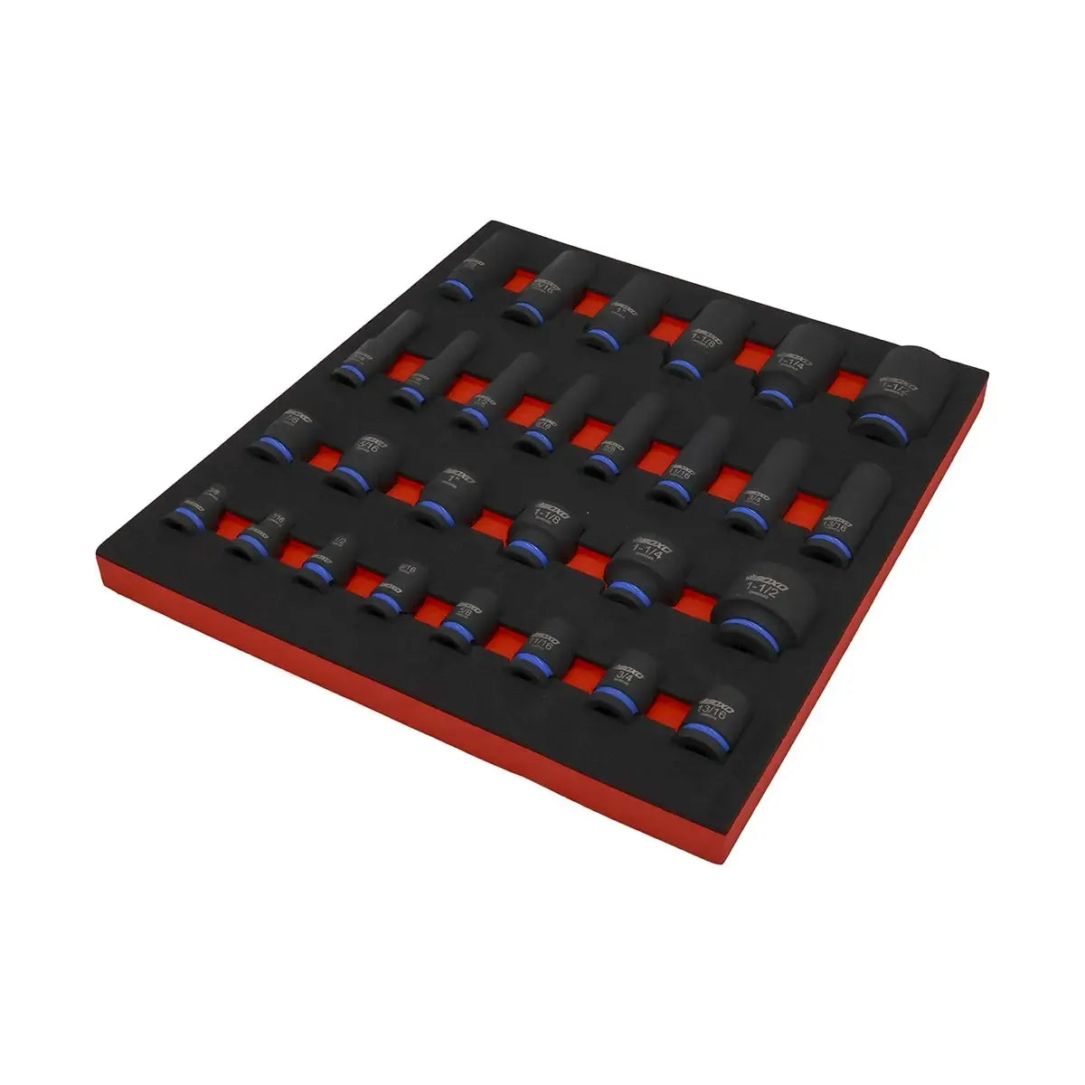 Happybuyes 28-Piece ½” Drive SAE Impact Socket Set | 2/3 Drawer EVA Foam BX838-R