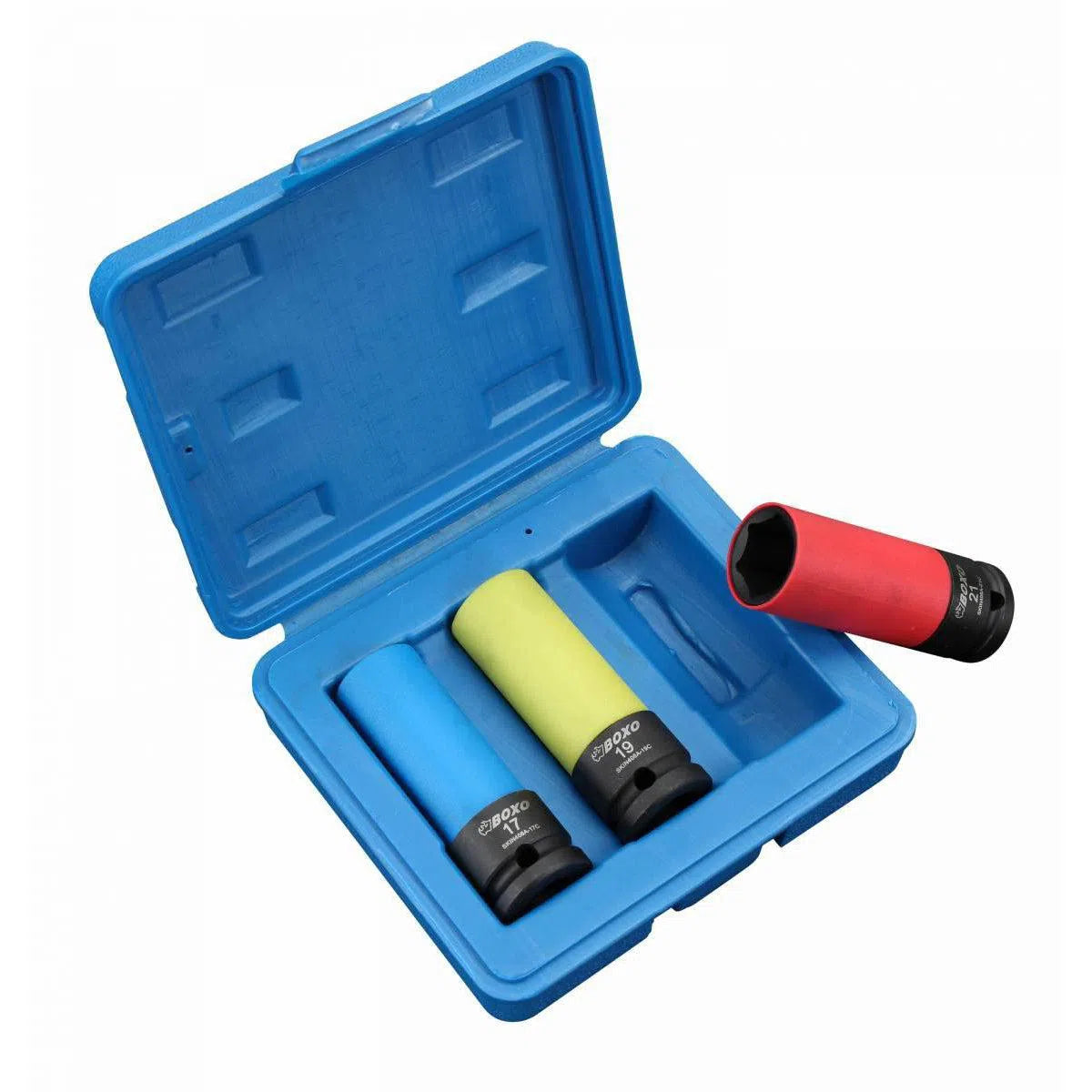 Happybuyes 3 Pc Mag Wheel Nut Impact Socket Set with Protective Sleeves SKIN406A-03CBB