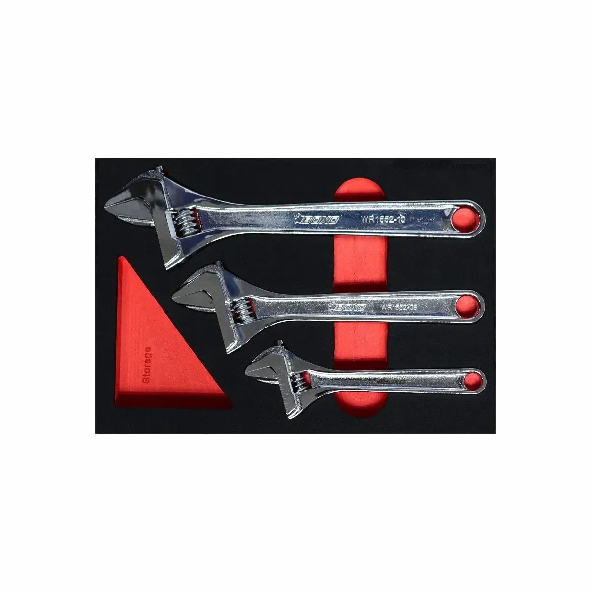 Happybuyes 3-Piece Adjustable Chrome Wrench Set | 2/9 Drawer EVA Foam BX870-R