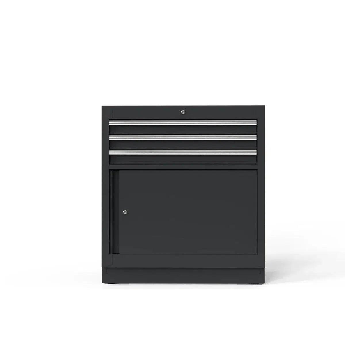 Happybuyes 34" 3-Drawer Cabinet with Front Door with Aluminum Handle, Dark Grey MST341031DG2