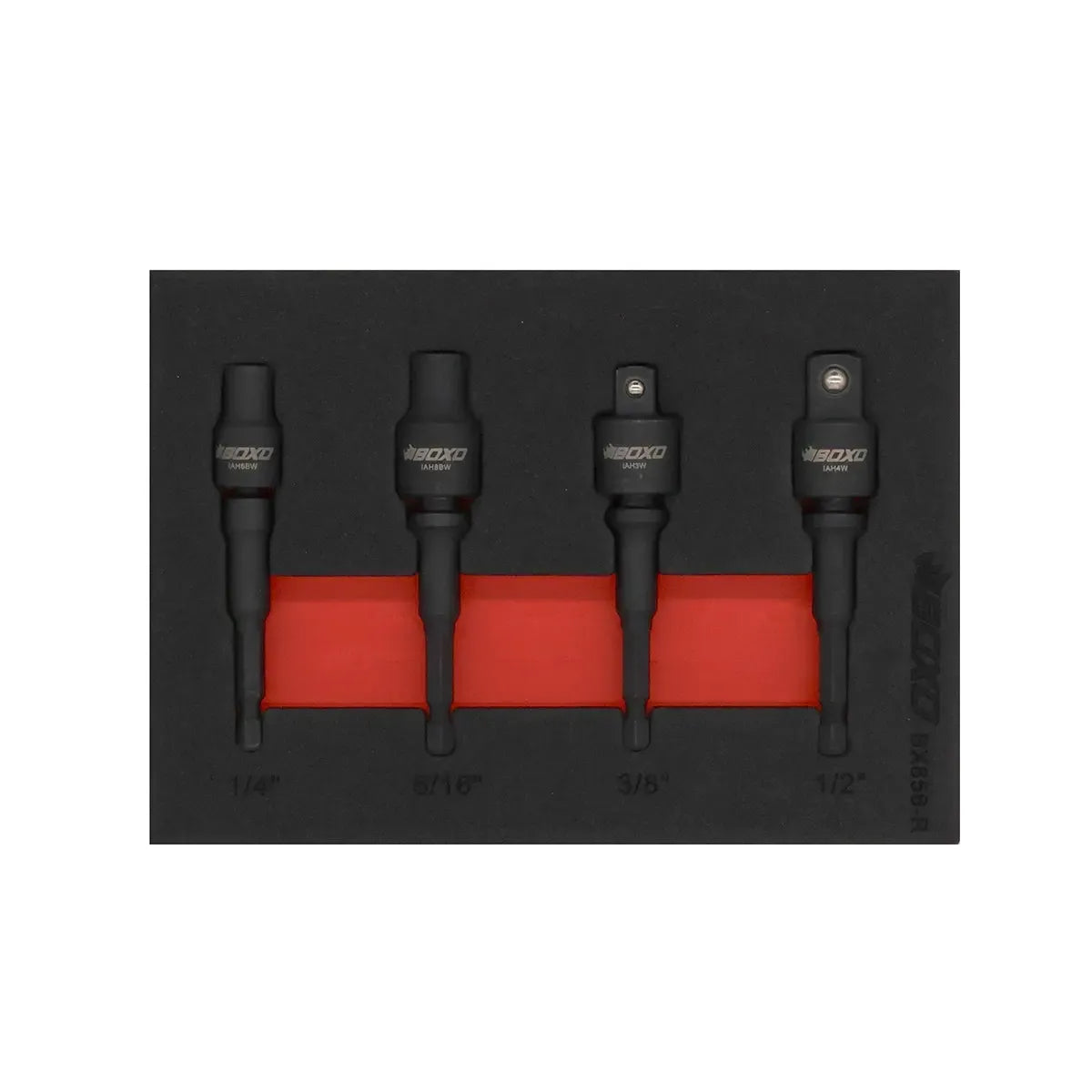Happybuyes 4-Piece 1/4" Hex Impact Adapter & Bit Holder Set | 1/9 Drawer EVA Foam BX856-R