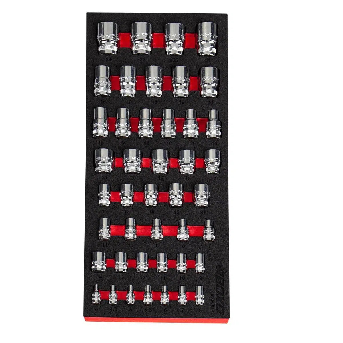 Happybuyes 43-Piece 1/4", 3/8" & 1/2" Drive Spline Socket Set | 1/3 Drawer EVA Foam BX506-R2
