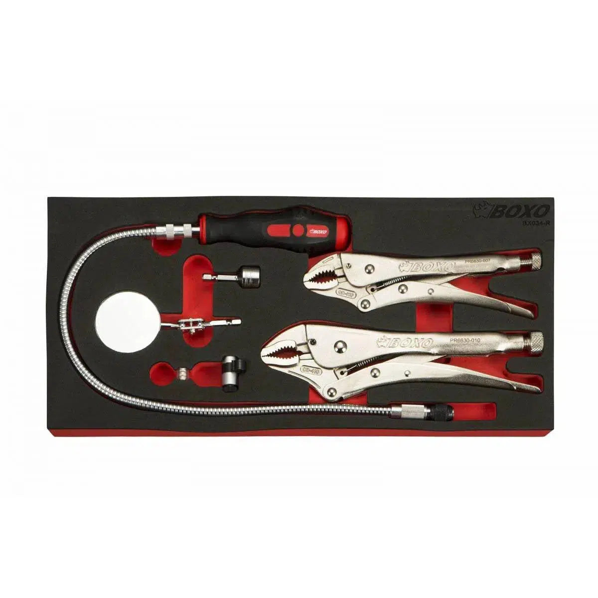 Happybuyes 6-Piece Locking Plier & Interchangeable Head 1/4" Flexible Driver Set | 1/3rd EVA Foam BX034-R