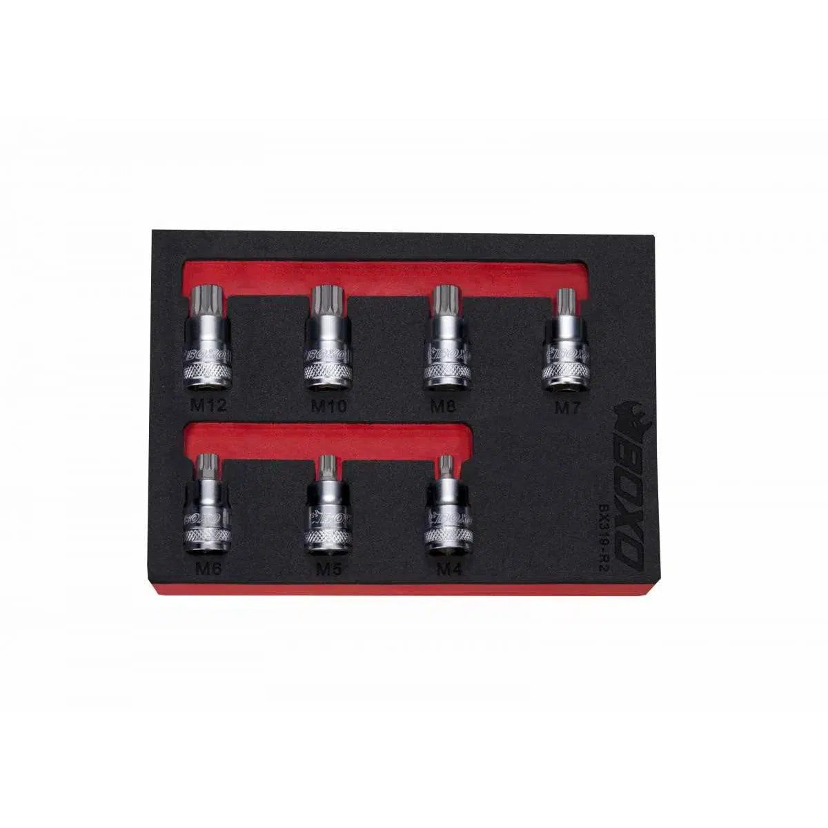 Happybuyes 7-Piece 3/8" Drive Super Stubby Spline Bit Socket Set | 1/9th EVA Foam BX319-R2