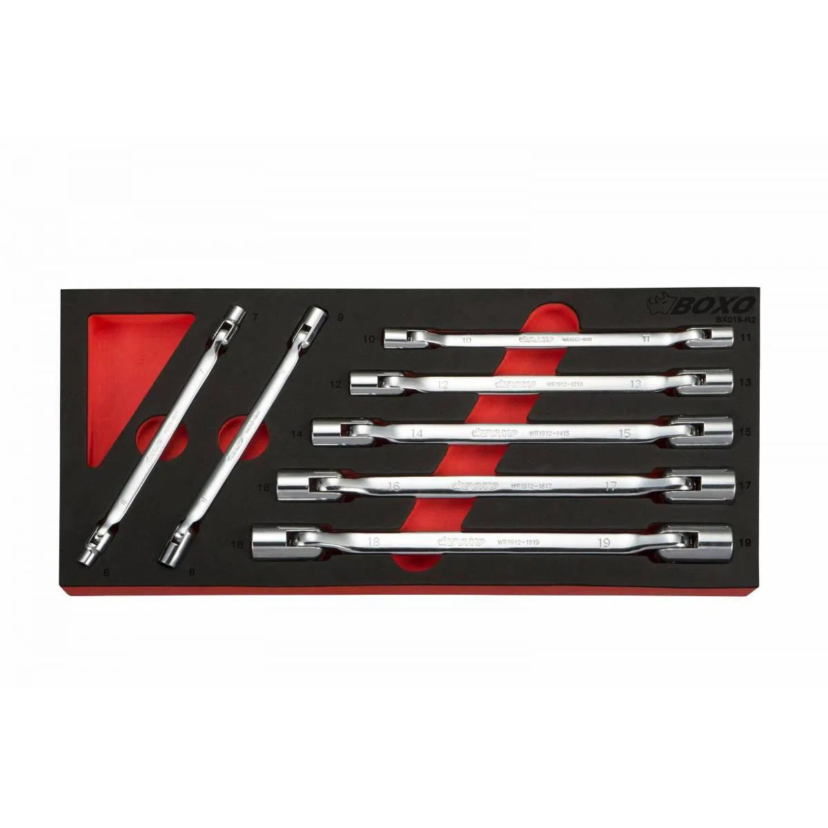 Happybuyes 7-Piece Metric Double End Flexible Socket Wrench Set | 1/3rd EVA Foam BX019-R2