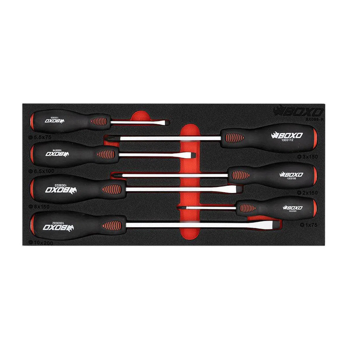 Happybuyes 7-Piece Pound Through Slotted & Phillips Screwdriver Set | 1/3rd EVA Foam BX096-R