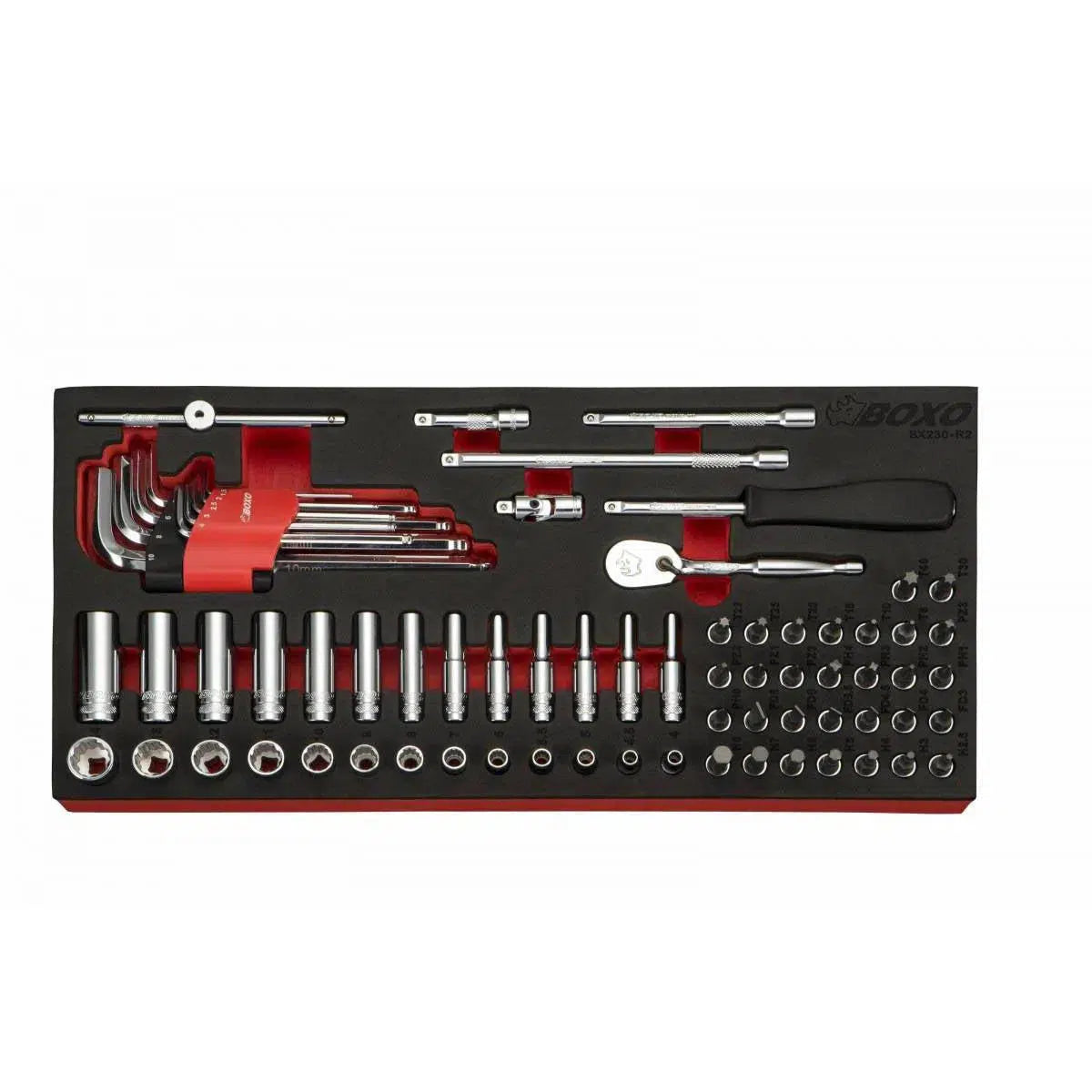 Happybuyes 72-Piece 1/4" Drive Metric 6-Point Socket Set | 1/3rd EVA Foam BX495-R2