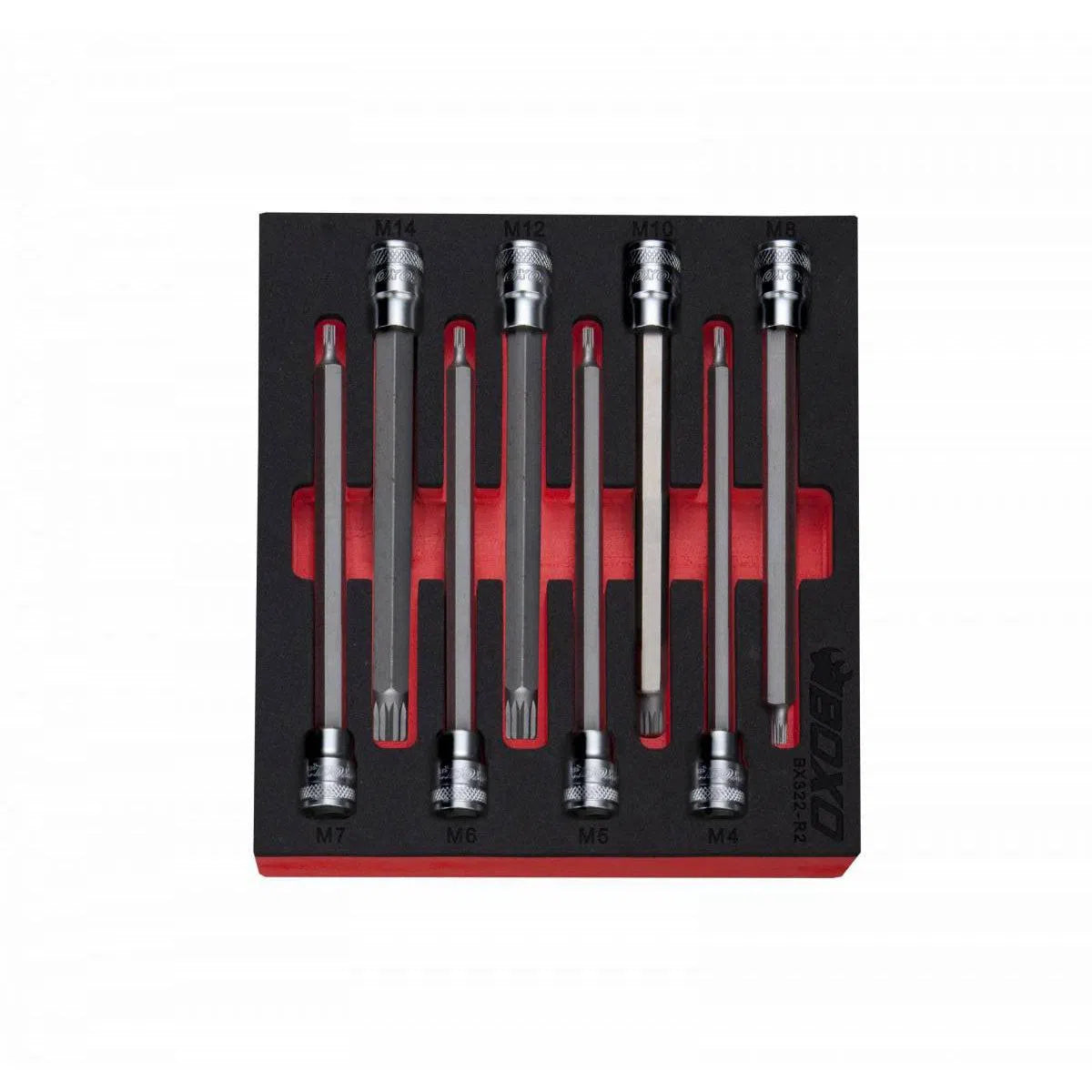 Happybuyes 8-Piece 3/8" Drive Long Spline Bit Socket Set | 1/6th EVA Foam BX322-R2
